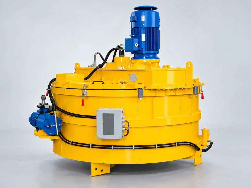 Sarı gövdeli PM001 planet beton mikseri — Görsel 1